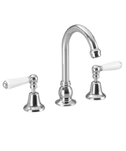 Olde English Basin Set with White Porcelain Lever Handles