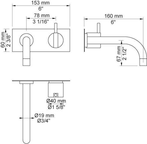 Vola One Handle Mixer with Backplate - Image 2