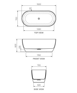 Alternative view of Elli ll 1500 Freestanding Bath