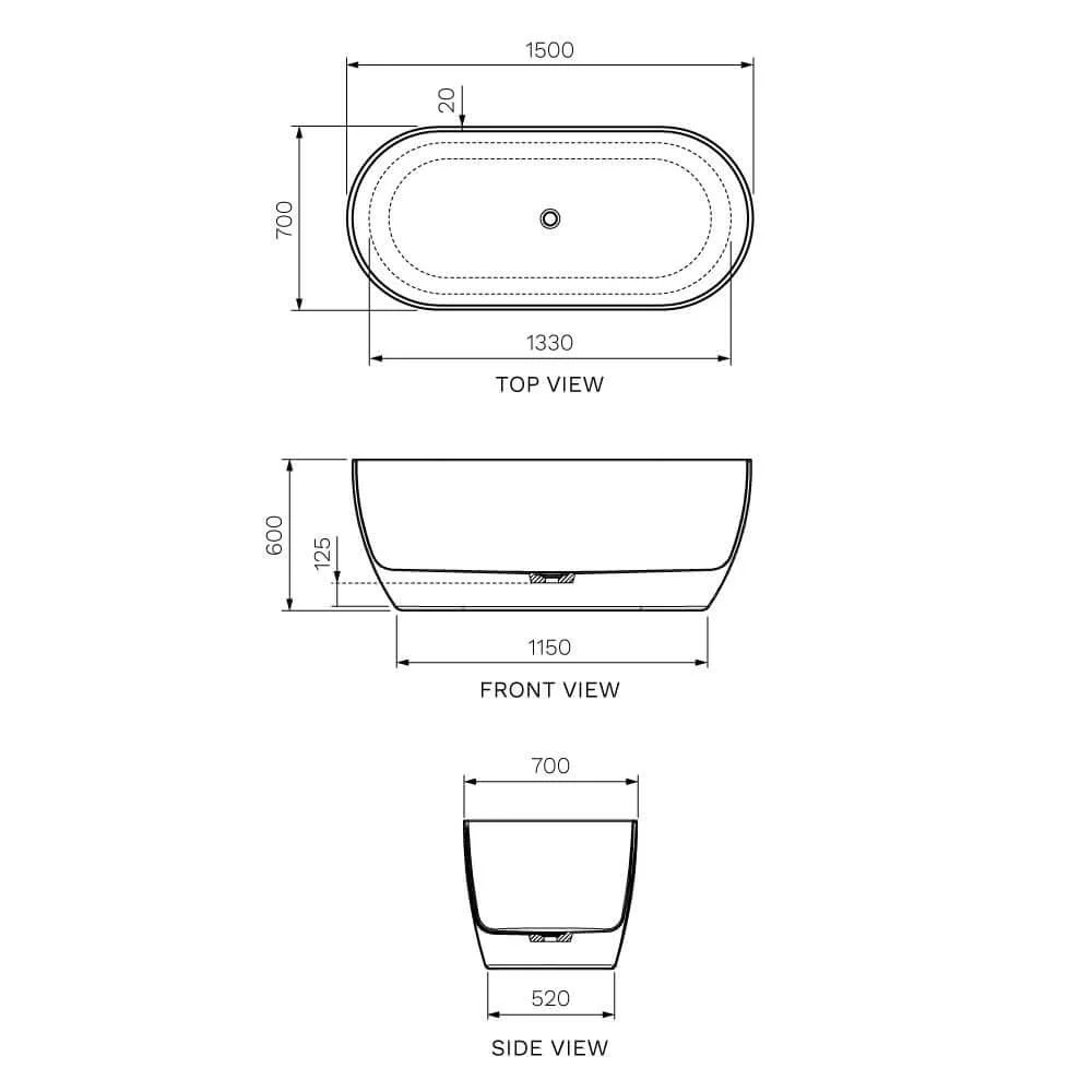 Elli ll 1500 Freestanding Bath - Image 2