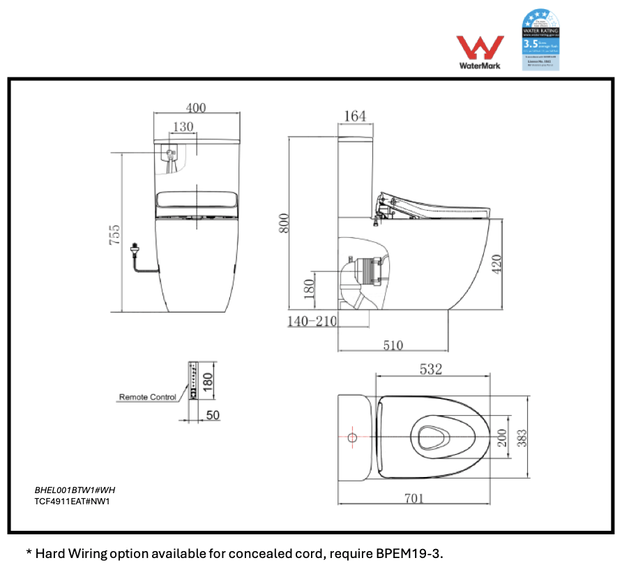 B&H ELONGATED BTW SUITE + WASHLET S7 - Image 2
