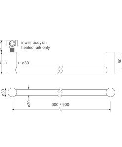 Alternative view of Pegasi NF Non-Heated Towel Rail 600