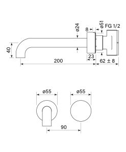 Alternative view of Zero Progresiv Smooth Wall Bath Mixer Set, 200
