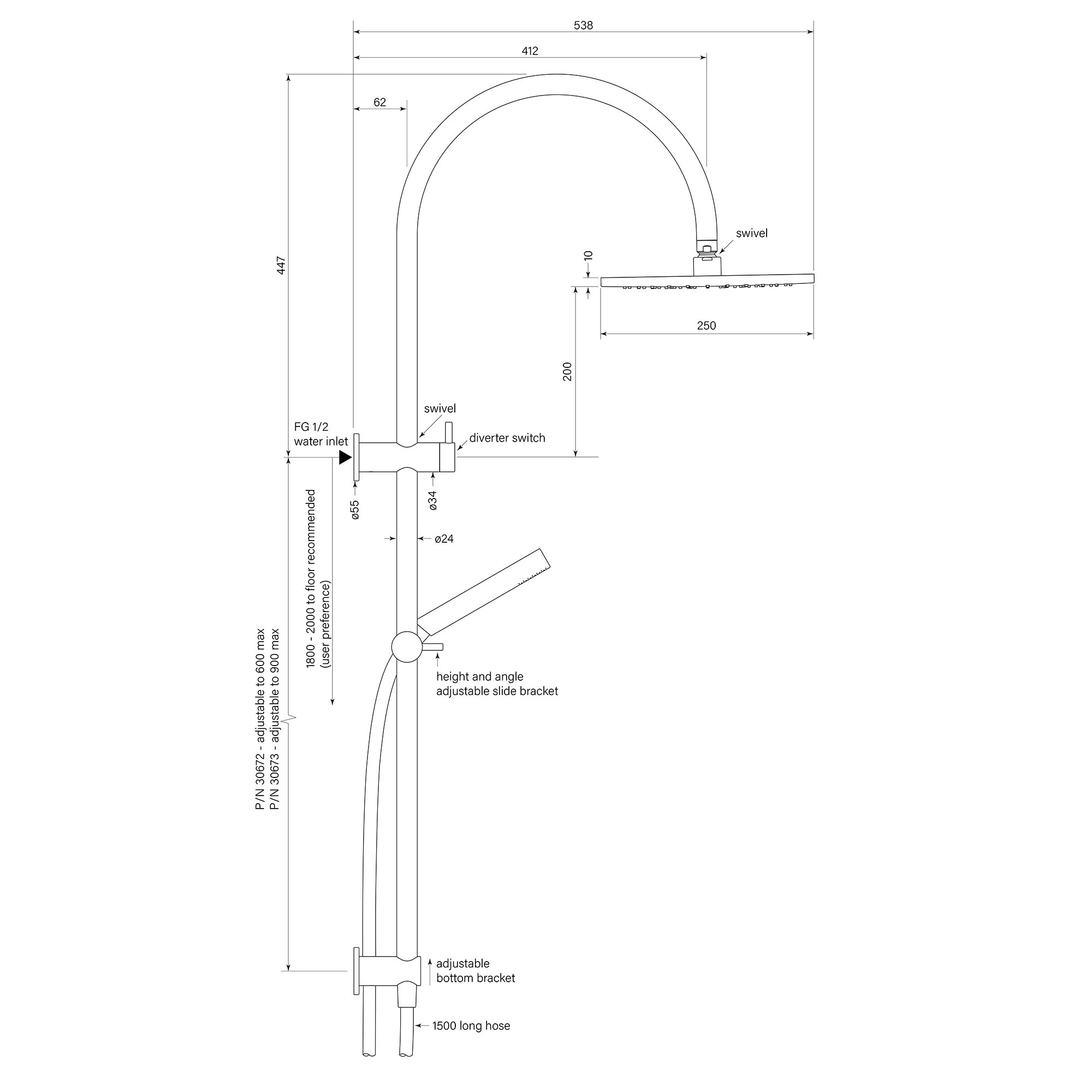 Pegasi Dual Shower 900 Crv Micro, 250 - Image 2