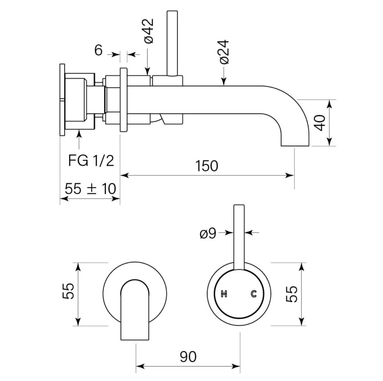 M Basin Mixer Set 150 - Image 2