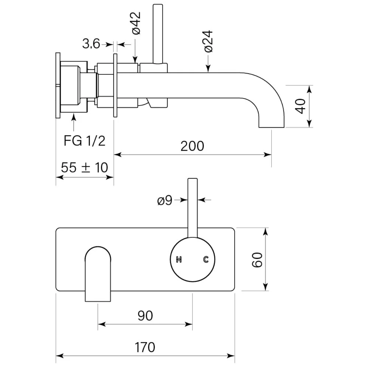 M Back Plate Basin Mixer - Image 2