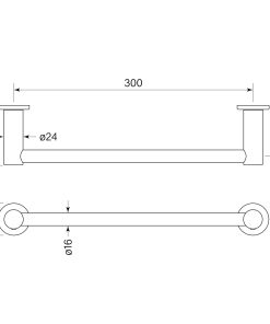 Alternative view of Pegasi Hand Towel Rail Single 300