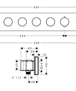 Alternative view of AX Showersolutions Thermostatic module Select 670/90 for concealed installation for 5 functions