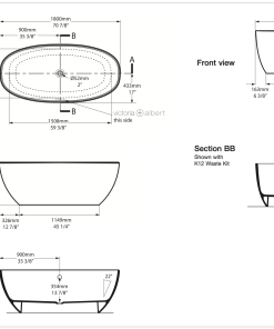 Alternative view of 1800mm Barcelona Bath