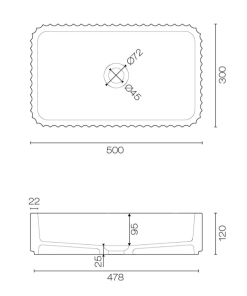 Alternative view of Meek Doric Rectangular Basin in Mid-Grey Concrete