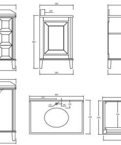 Alternative view of Coventry 90 x 55 Vanity with Real Marble Top & Ceramic Undercounter Basin
